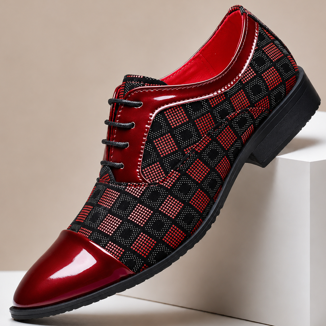 Textured Leather Lace-Up Dress Shoe