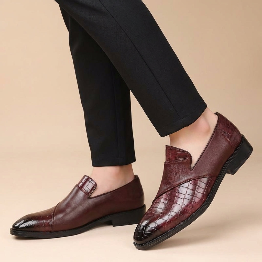 Croc-Embossed Leather Loafers