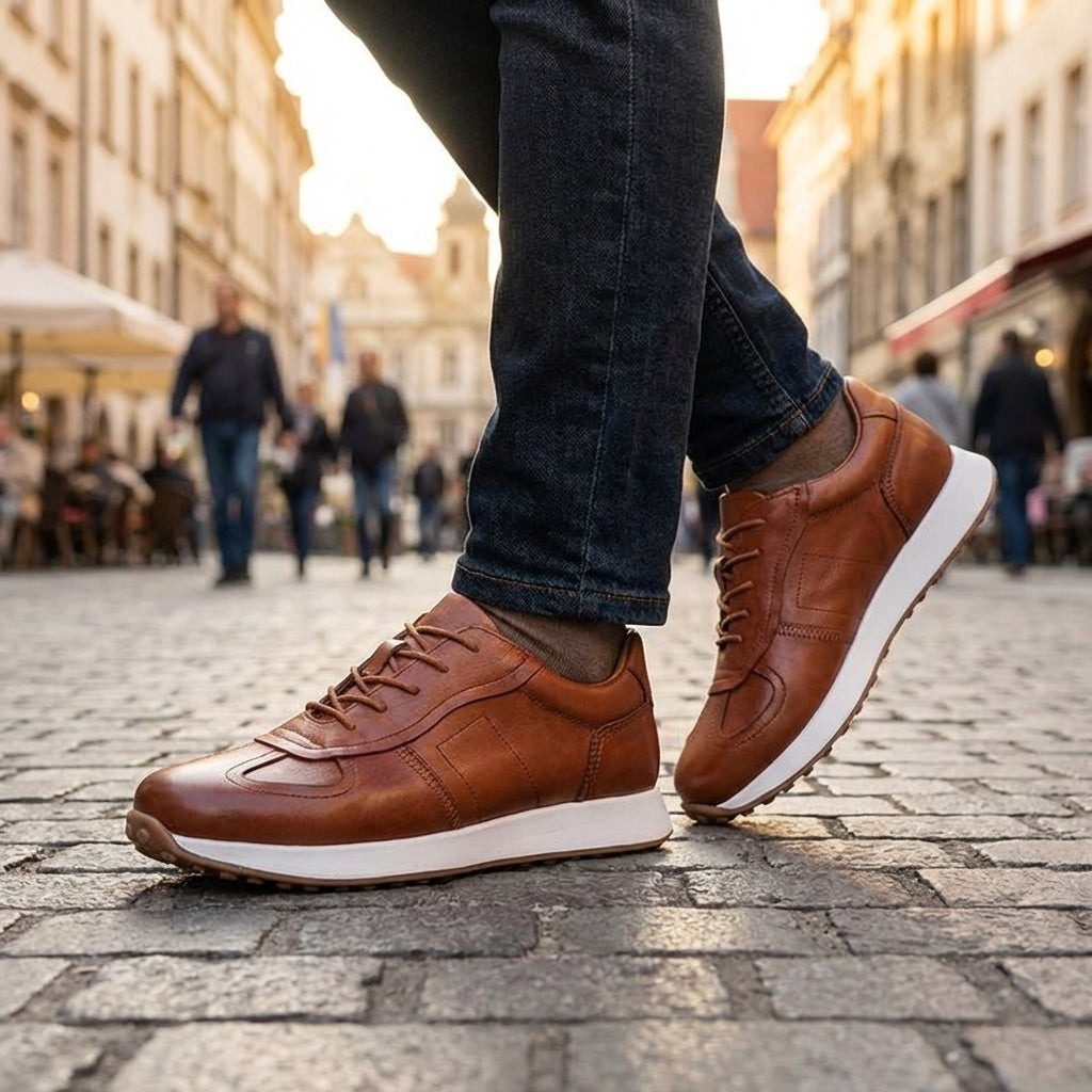 Hand-Stitched Leather Sneakers