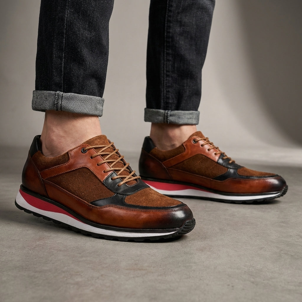Retro Cowhide Leather Sneakers