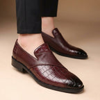Croc-Embossed Leather Loafers