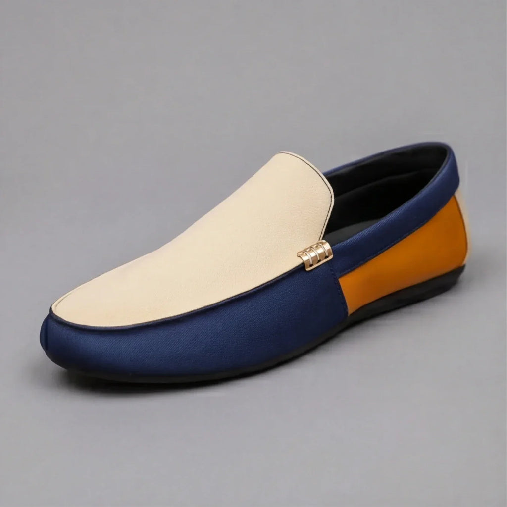 Patchwork Canvas Slip-On Loafers