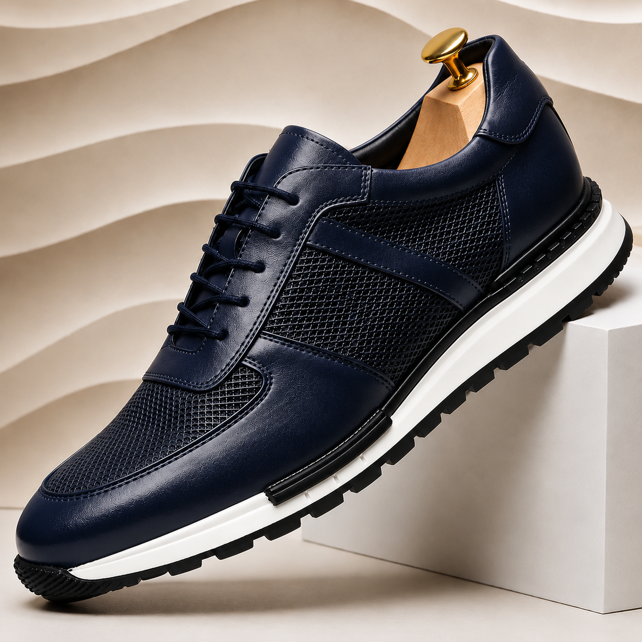Panelled Leather Casual Sneakers