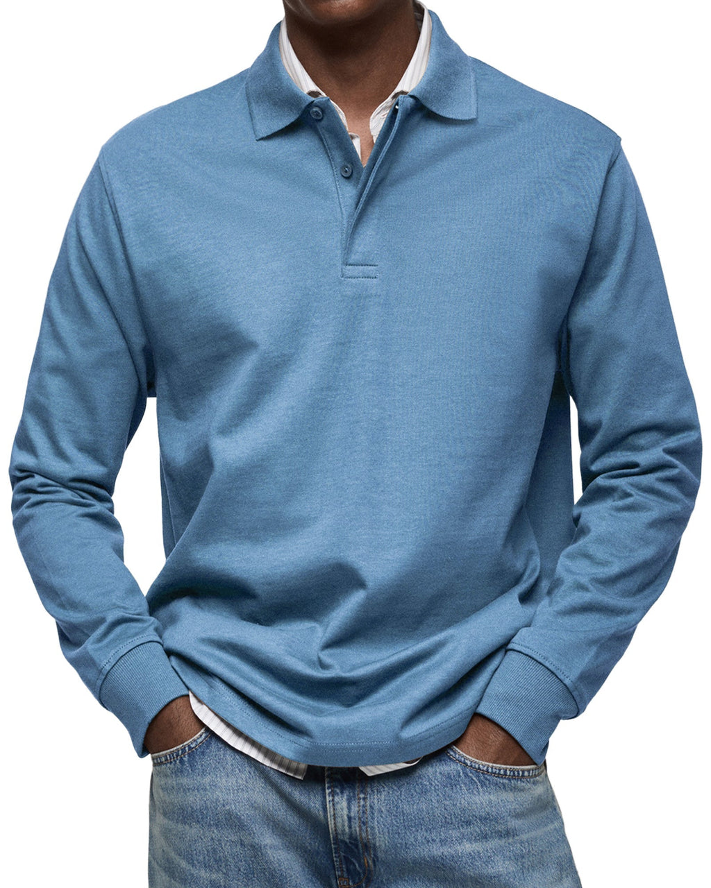 Long-Sleeve Cotton Polo Shirt