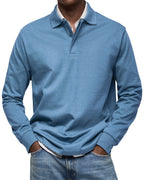Long-Sleeve Cotton Polo Shirt