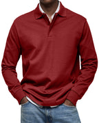 Long-Sleeve Cotton Polo Shirt