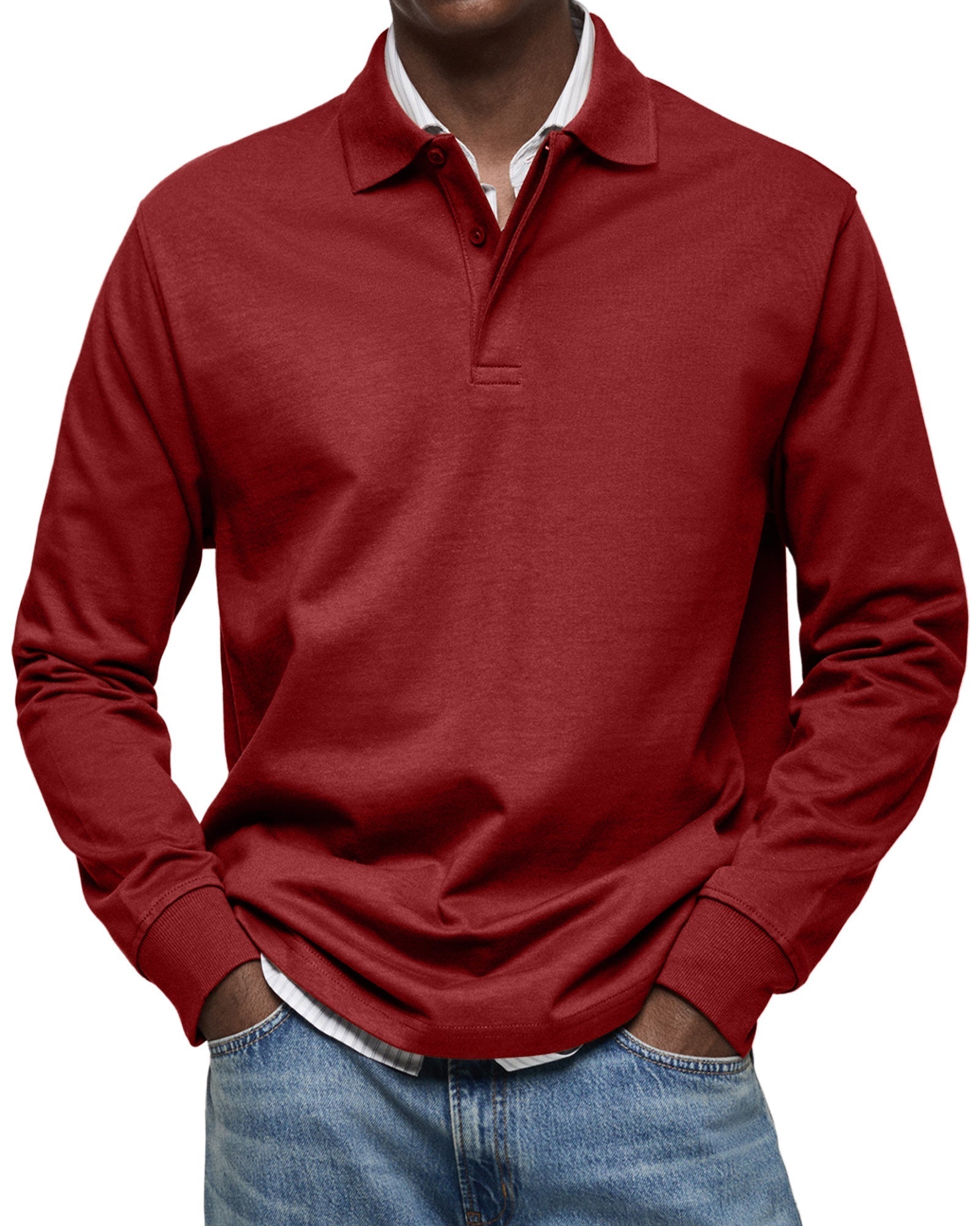 Long-Sleeve Cotton Polo Shirt