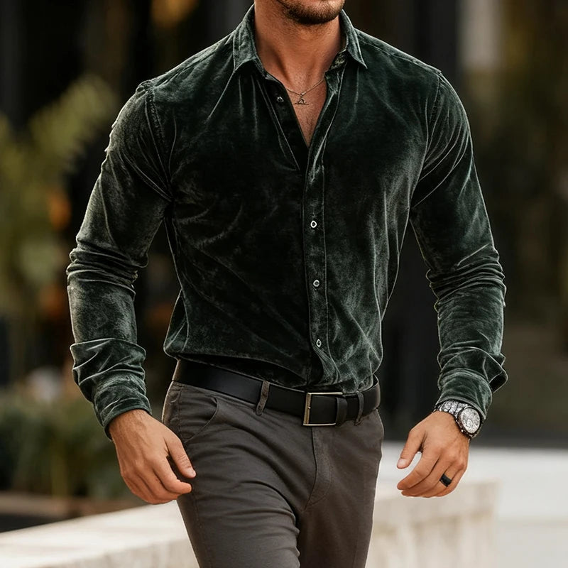 Deep-Pile Velvet Evening Shirt