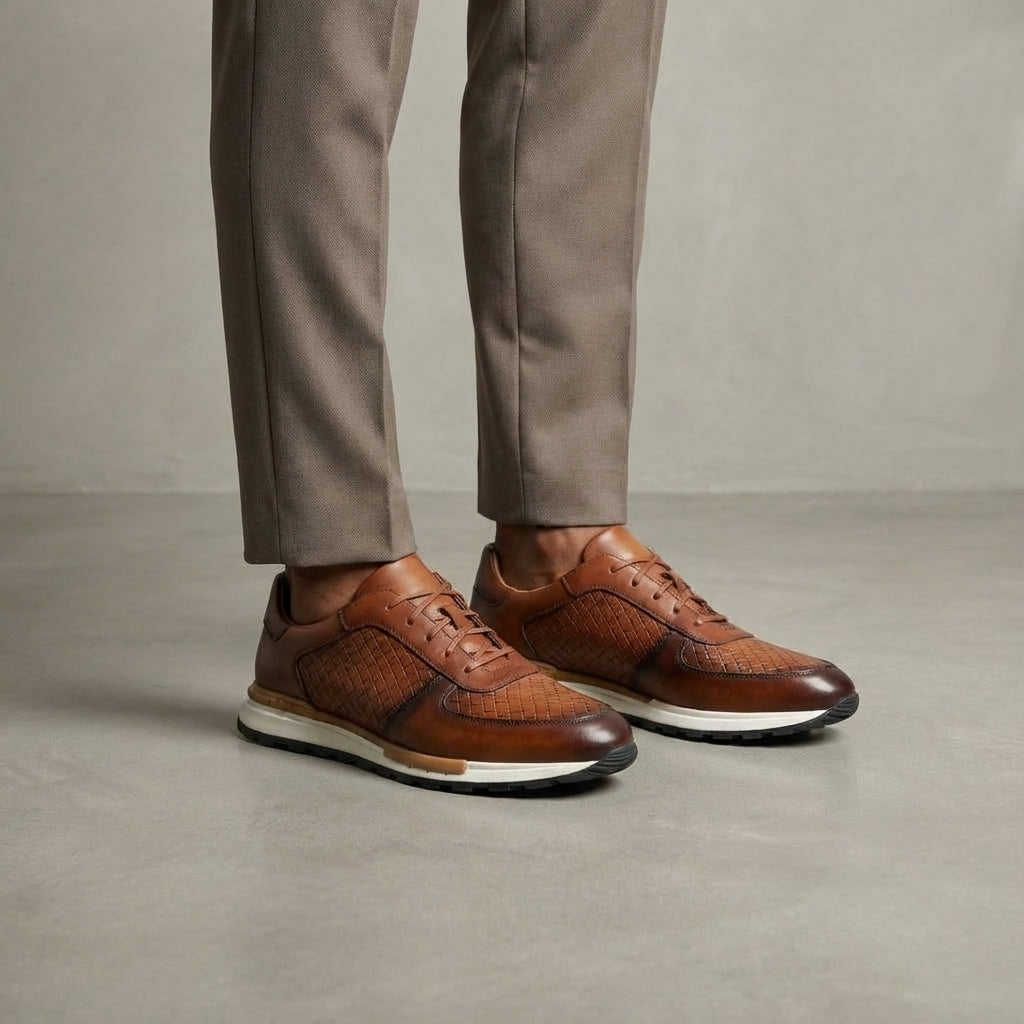 Polished Leather Comfort Sneakers