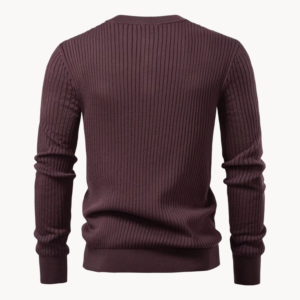 Ribbed Long-Sleeve Henley Shirt
