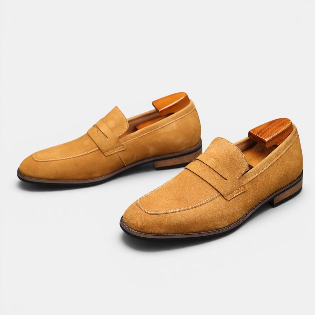 Suede Penny Loafers – Men's Slip-On Shoes - Secranzo
