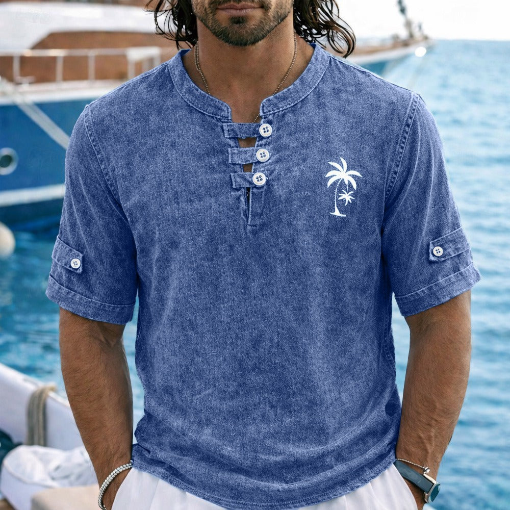 Vintage Washed Cotton Henley Tee