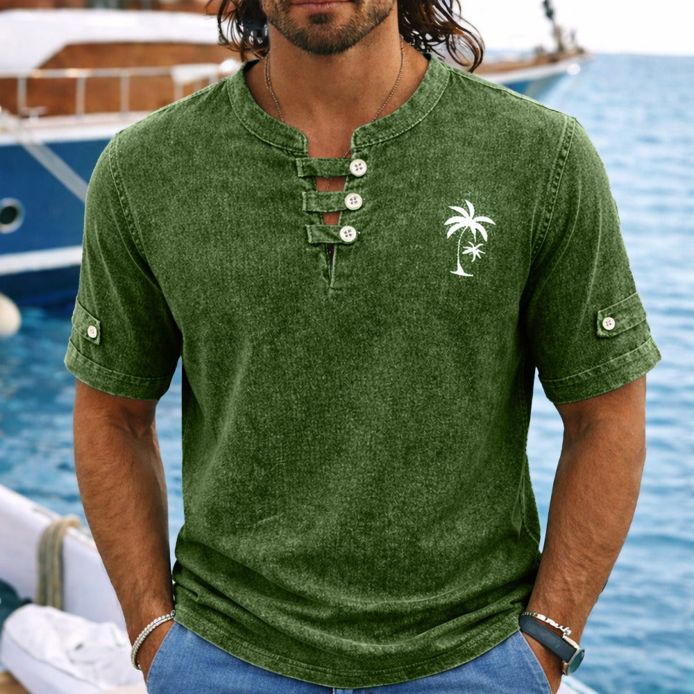 Vintage Washed Cotton Henley Tee