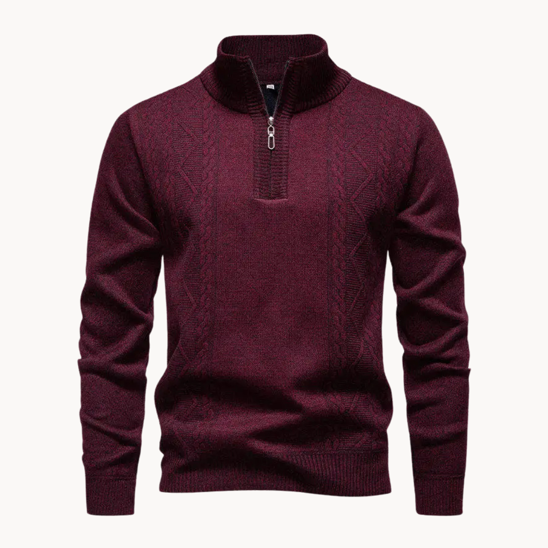Cable Front Quarter-Zip Jumper