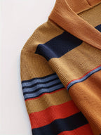 Wide-Collar Striped Rib Jumper