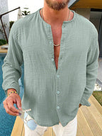 Manfinity RSRT Men's Solid Color Button Up Long Sleeve Shirt