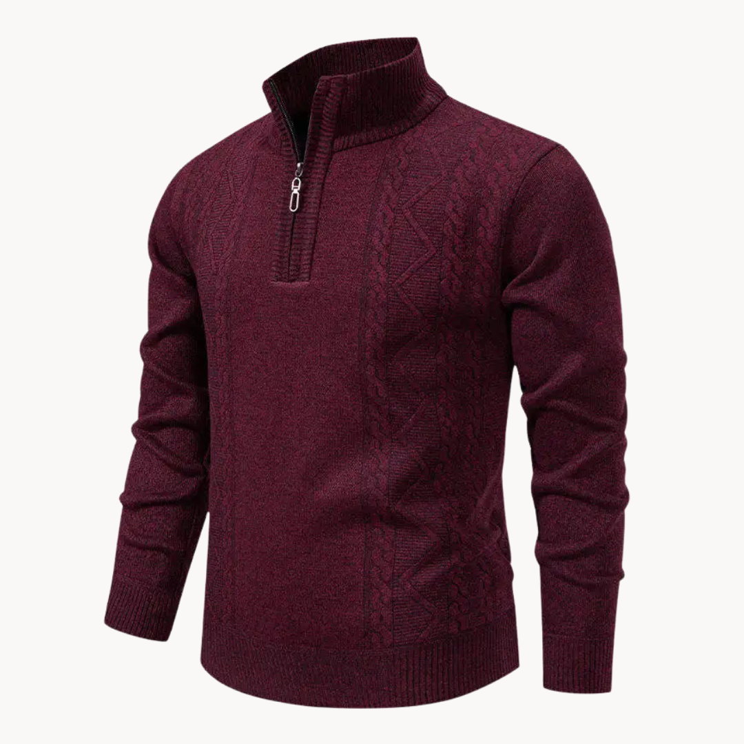 Cable Front Quarter-Zip Jumper