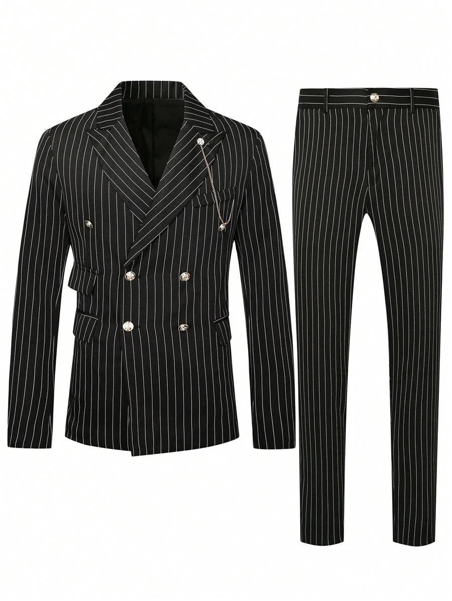 Striped Double-Breasted Suit