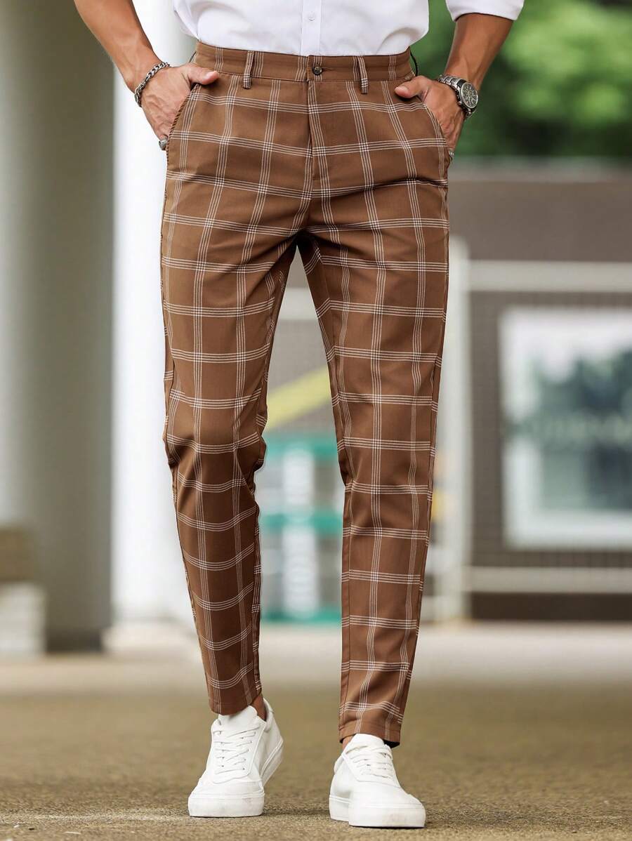 Checked Slim Suit Trousers