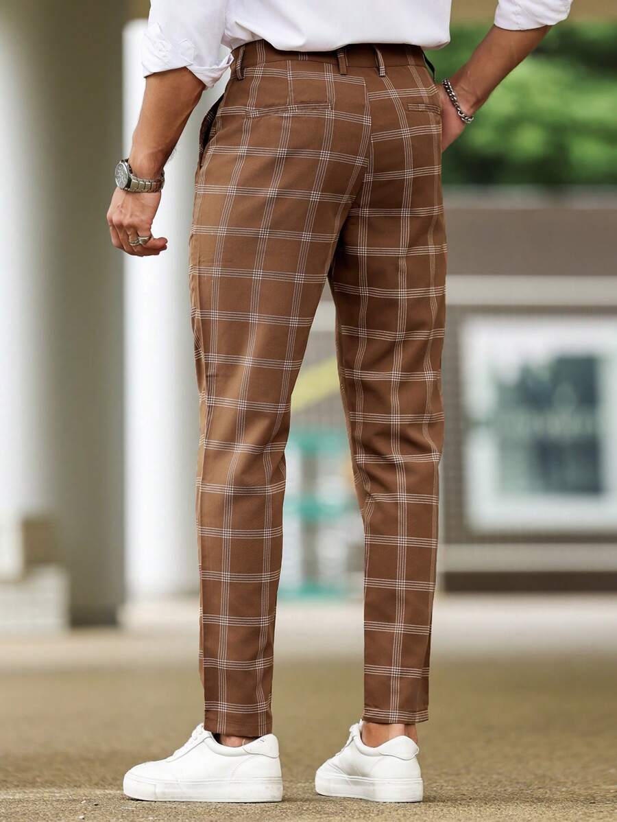 Checked Slim Suit Trousers