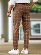 Checked Slim Suit Trousers
