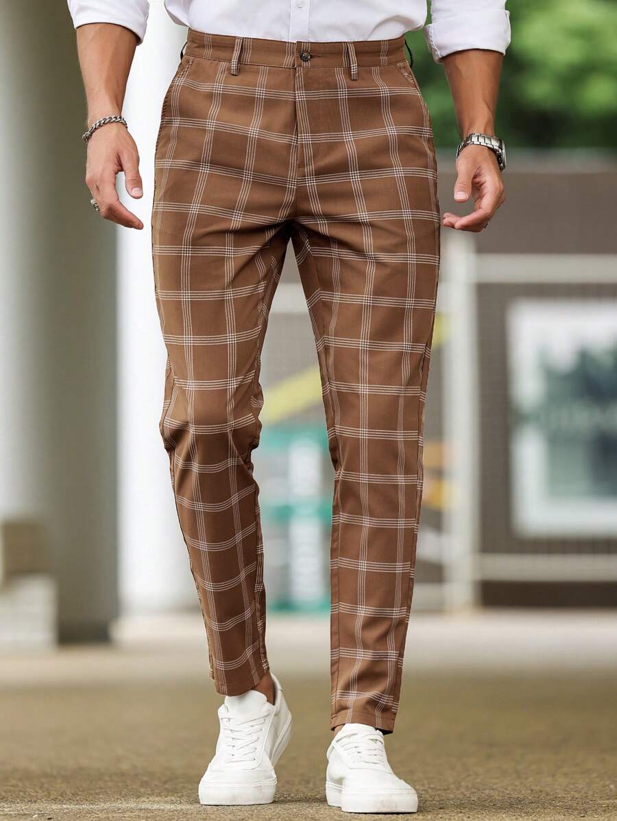 Checked Slim Suit Trousers