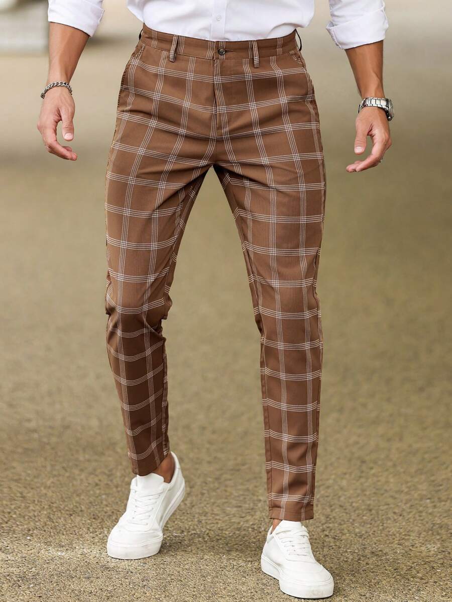 Checked Slim Suit Trousers