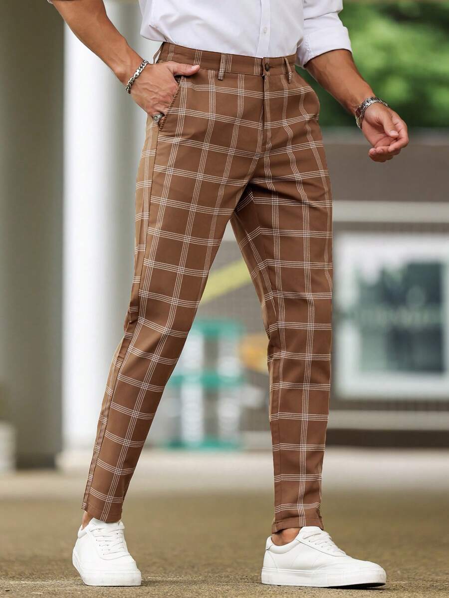 Checked Slim Suit Trousers