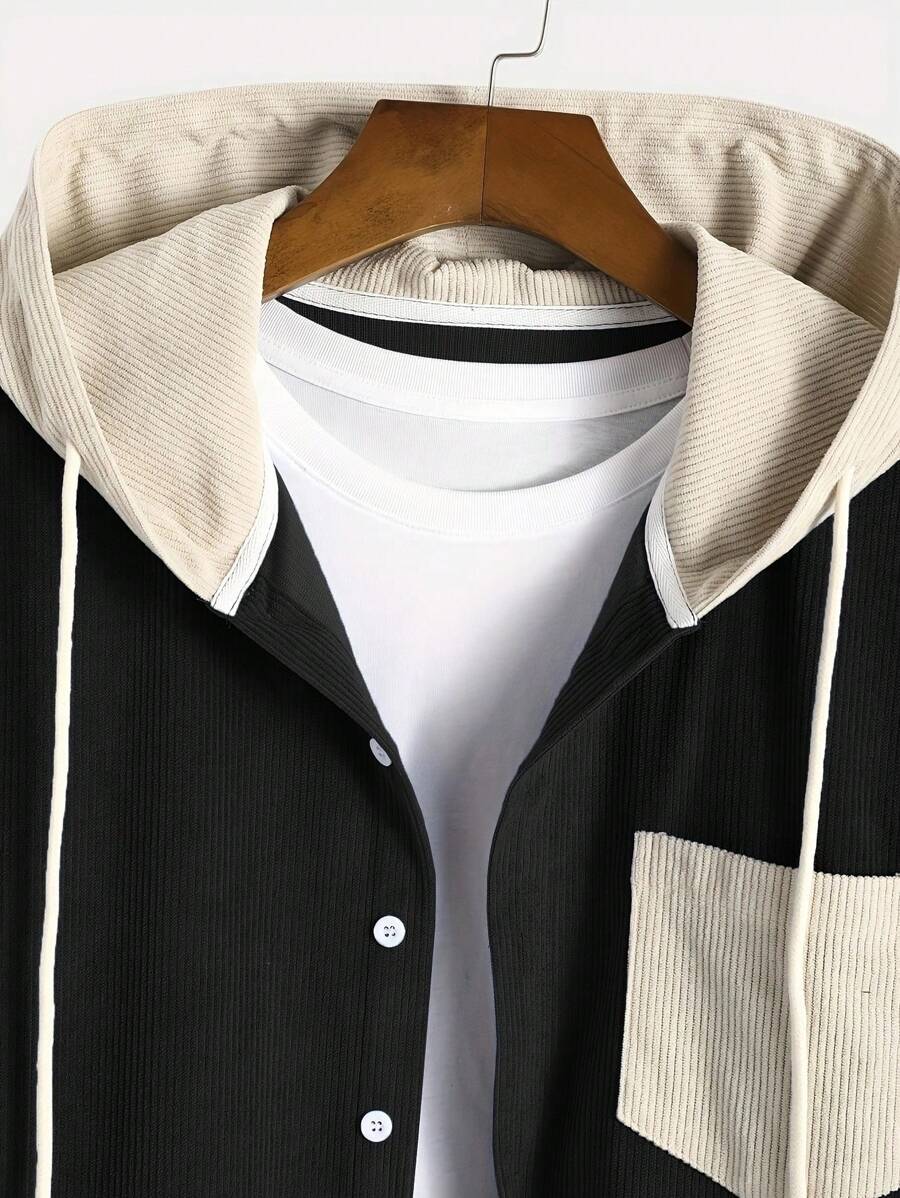 Corduroy Button-Up Hoodie