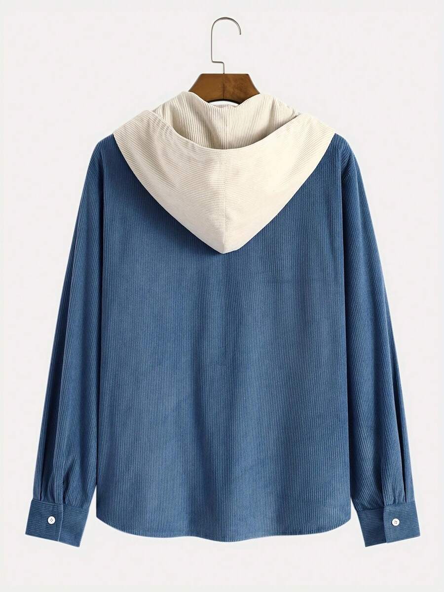 Corduroy Button-Up Hoodie