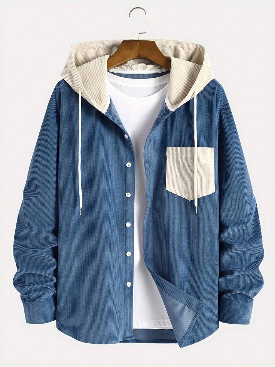 Corduroy Button-Up Hoodie