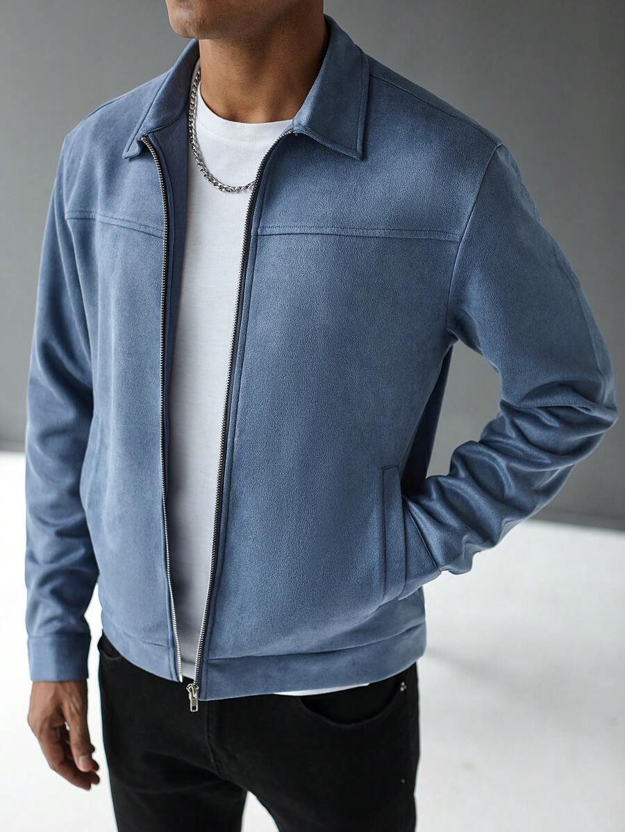 Plain Zip Collar Jacket