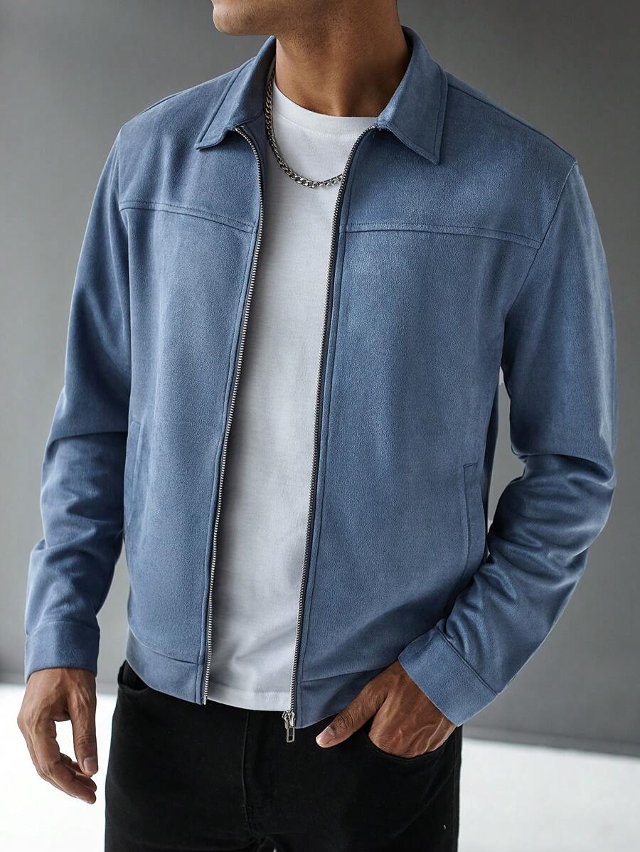 Plain Zip Collar Jacket
