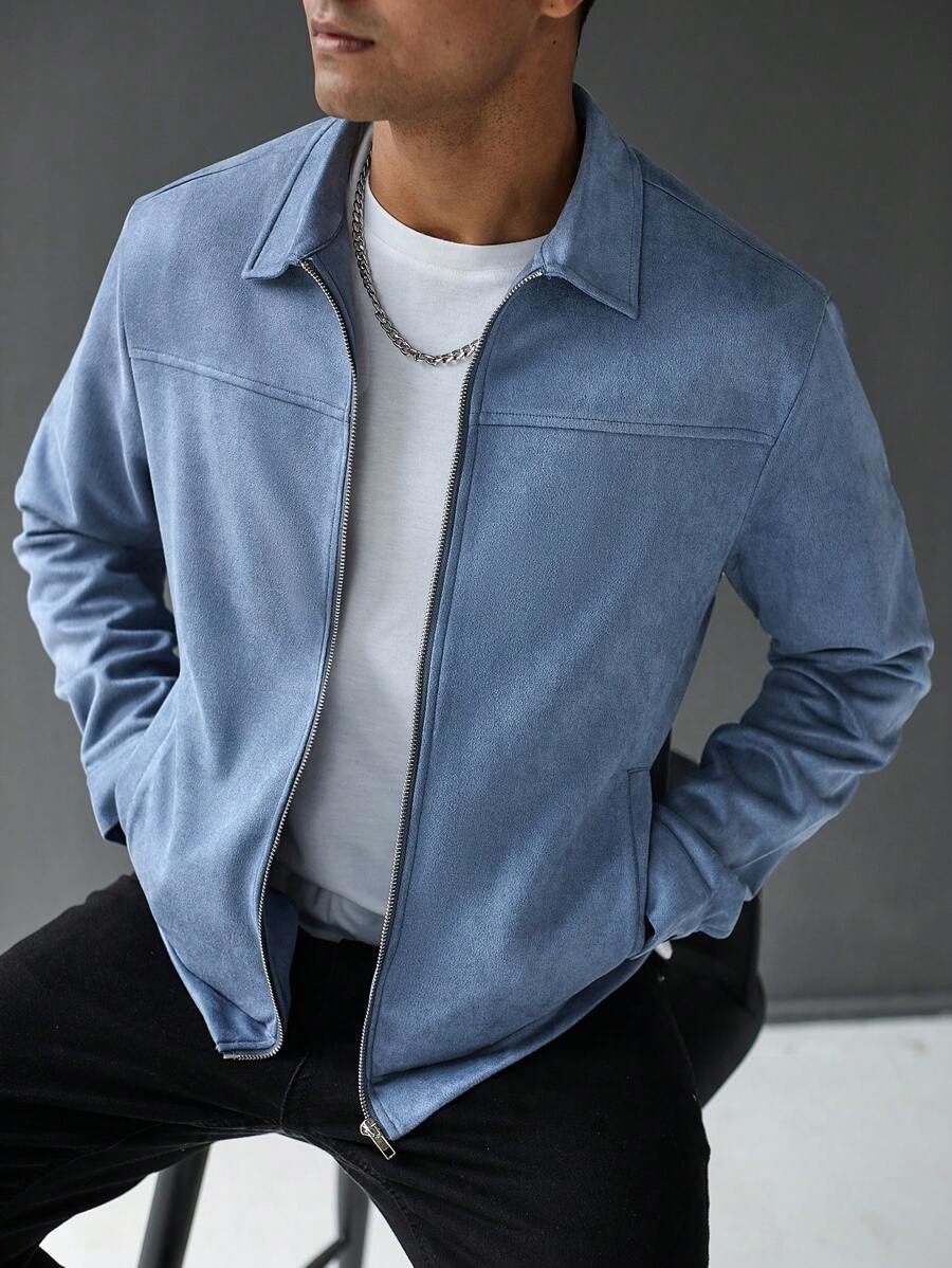Plain Zip Collar Jacket