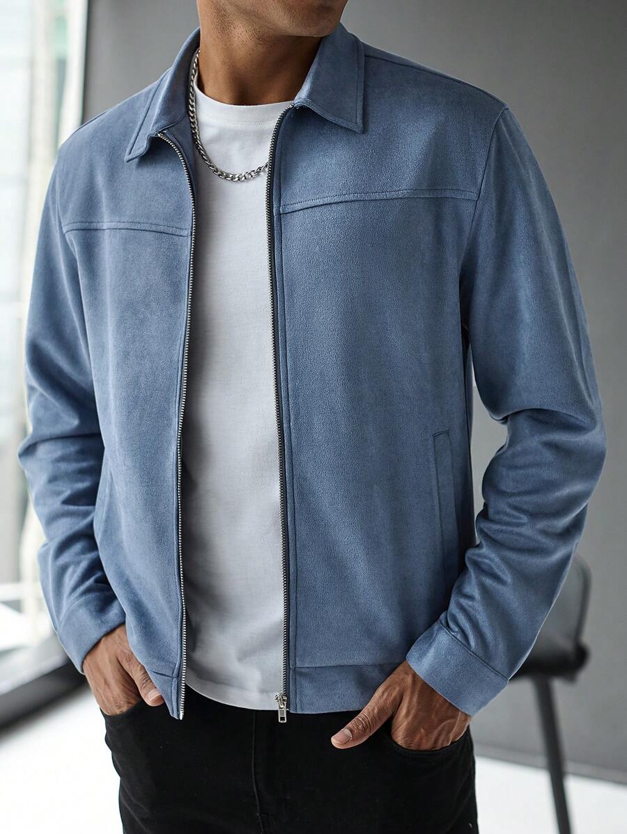 Plain Zip Collar Jacket
