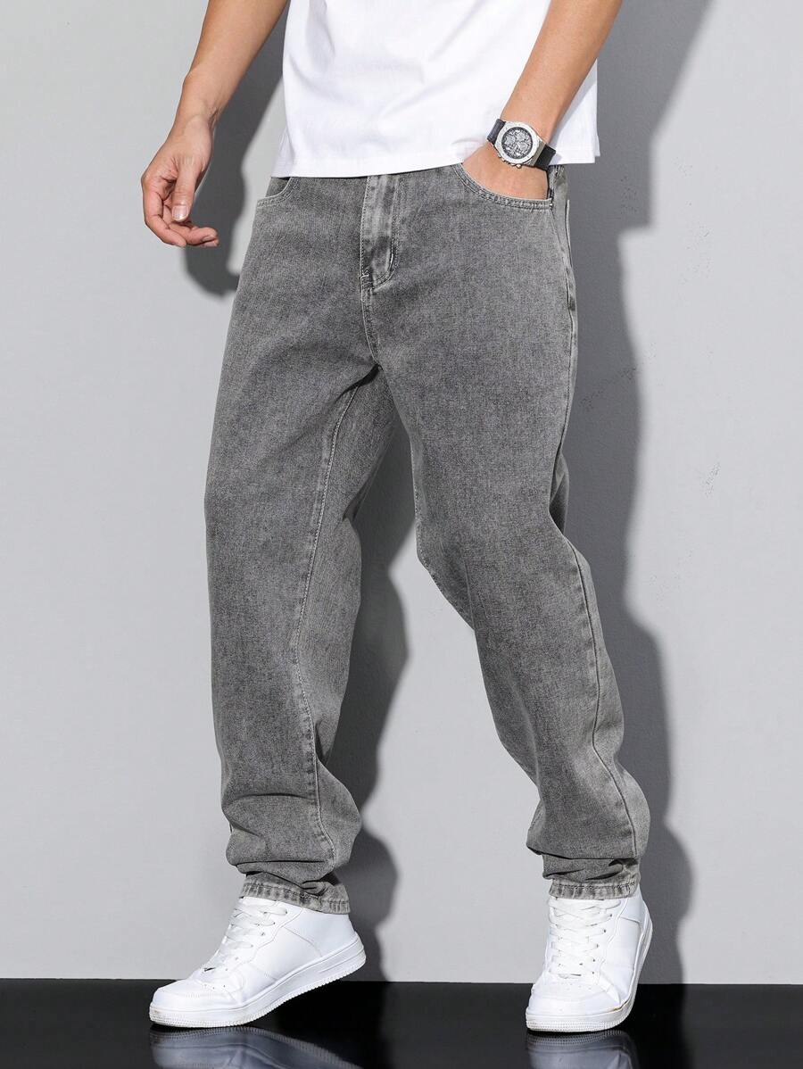 Distressed Tapered Denim Jeans