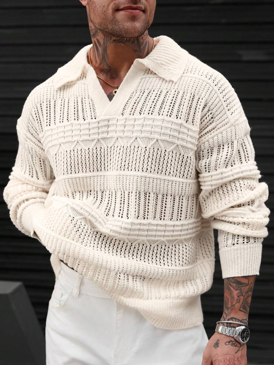 Dropped Seam Pointelle Knit Jumper