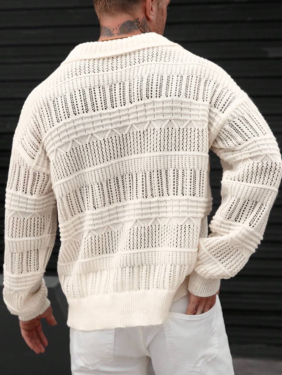 Dropped Seam Pointelle Knit Jumper