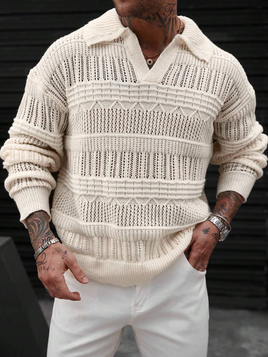 Dropped Seam Pointelle Knit Jumper