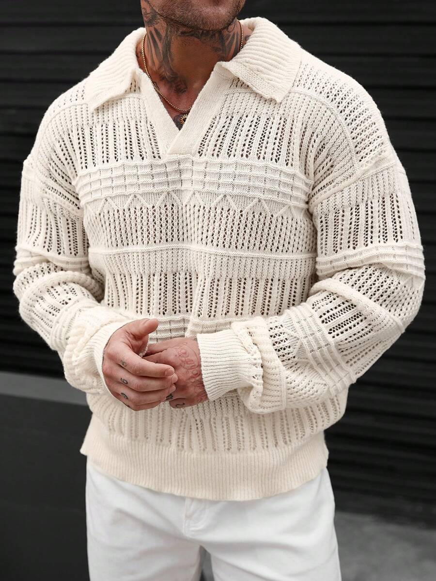 Dropped Seam Pointelle Knit Jumper