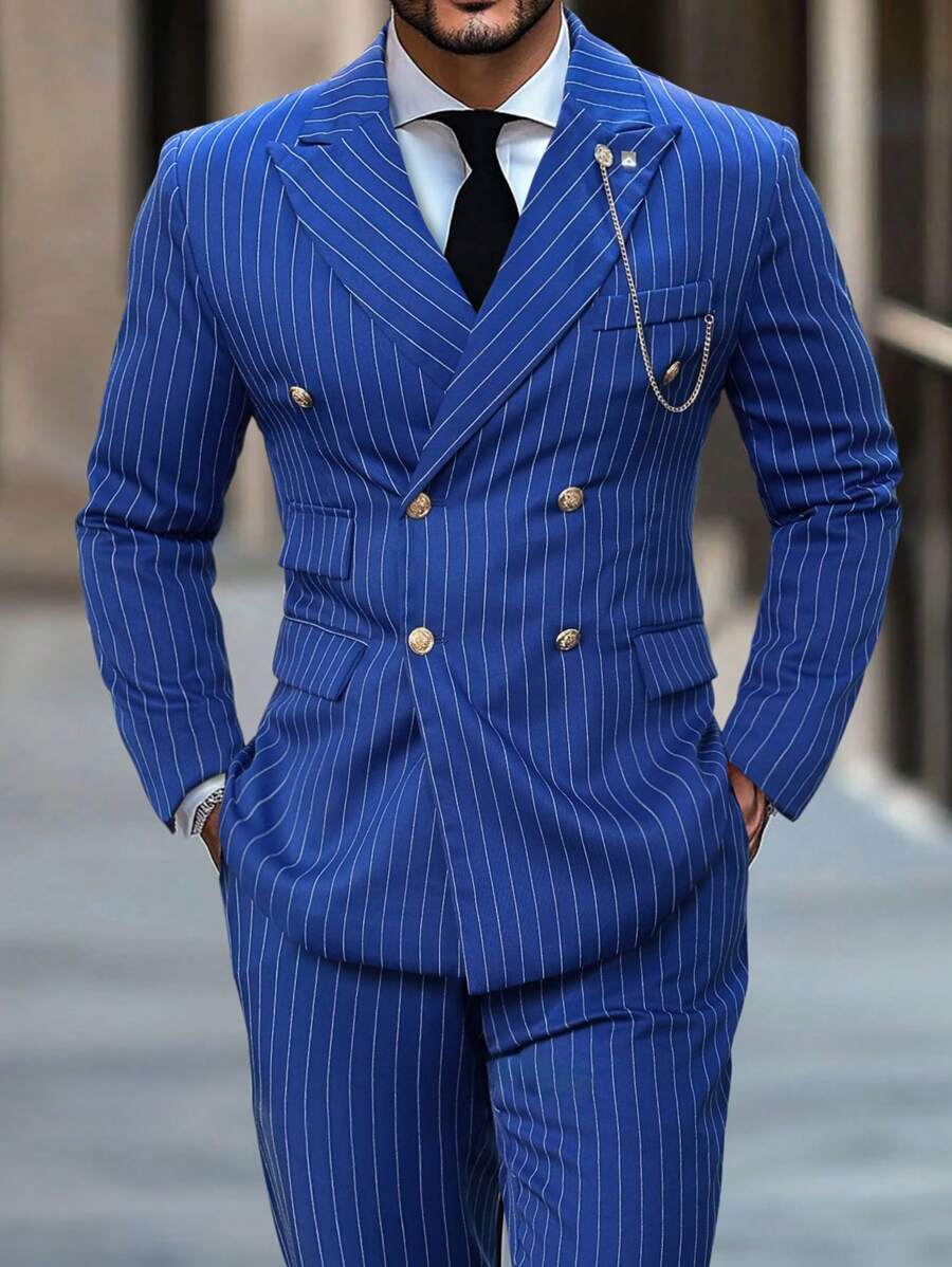 Striped Double-Breasted Suit