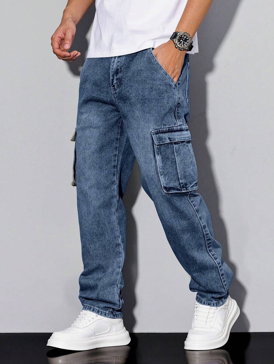 Wide Leg Washed Denim Jeans