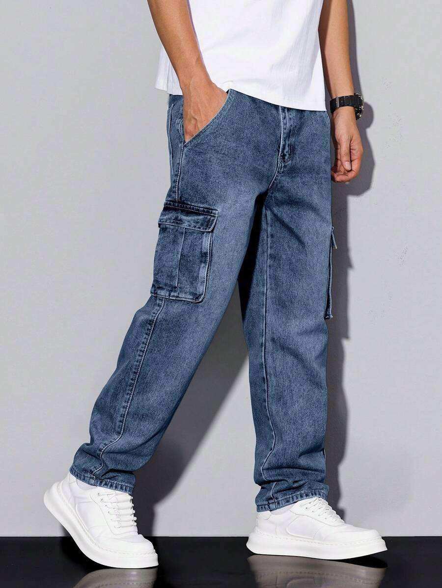 Wide Leg Washed Denim Jeans