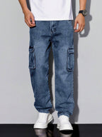 Wide Leg Washed Denim Jeans