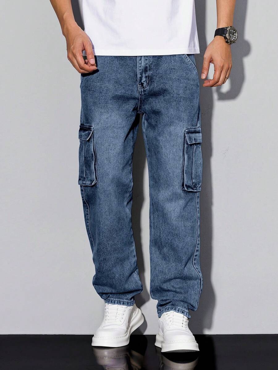 Wide Leg Washed Denim Jeans