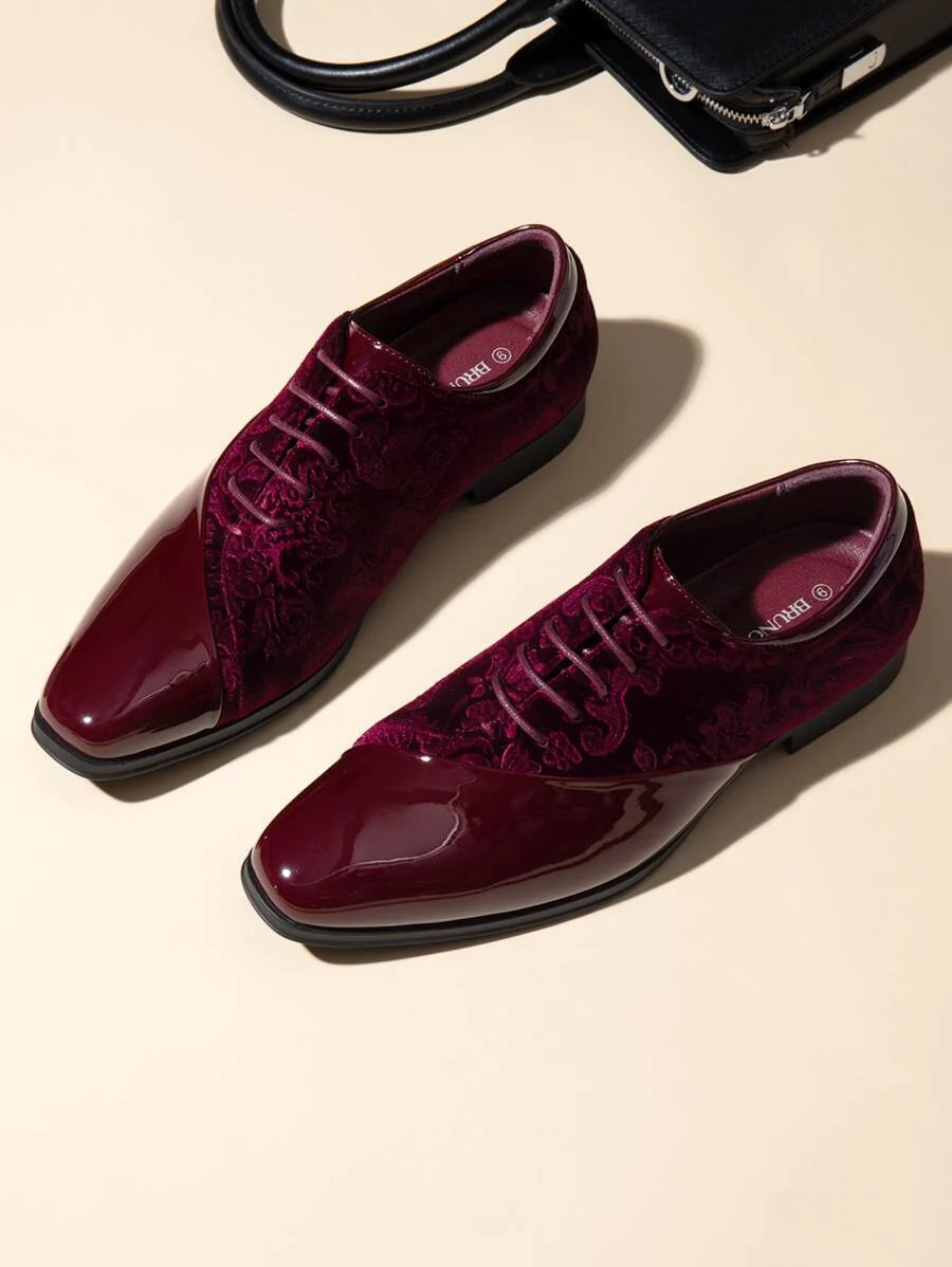 Embroidered Velvet Oxford Shoes