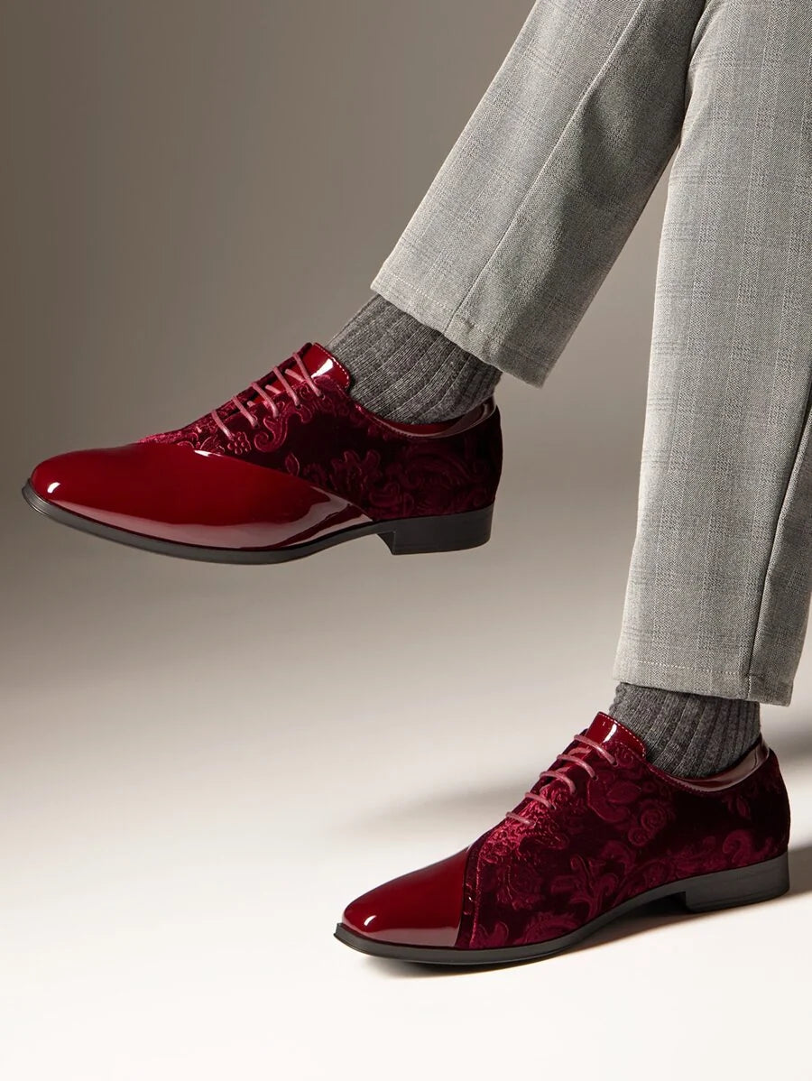 Embroidered Velvet Oxford Shoes
