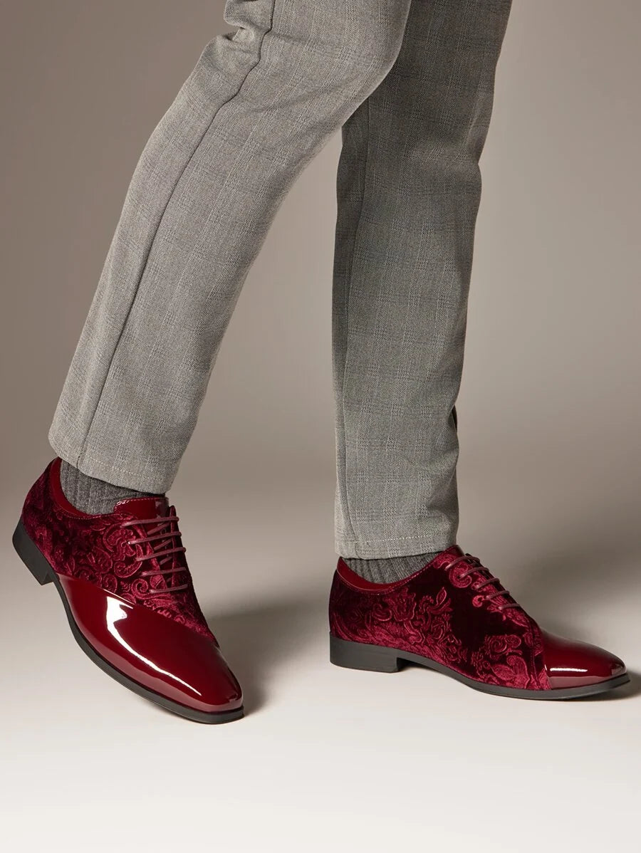 Embroidered Velvet Oxford Shoes
