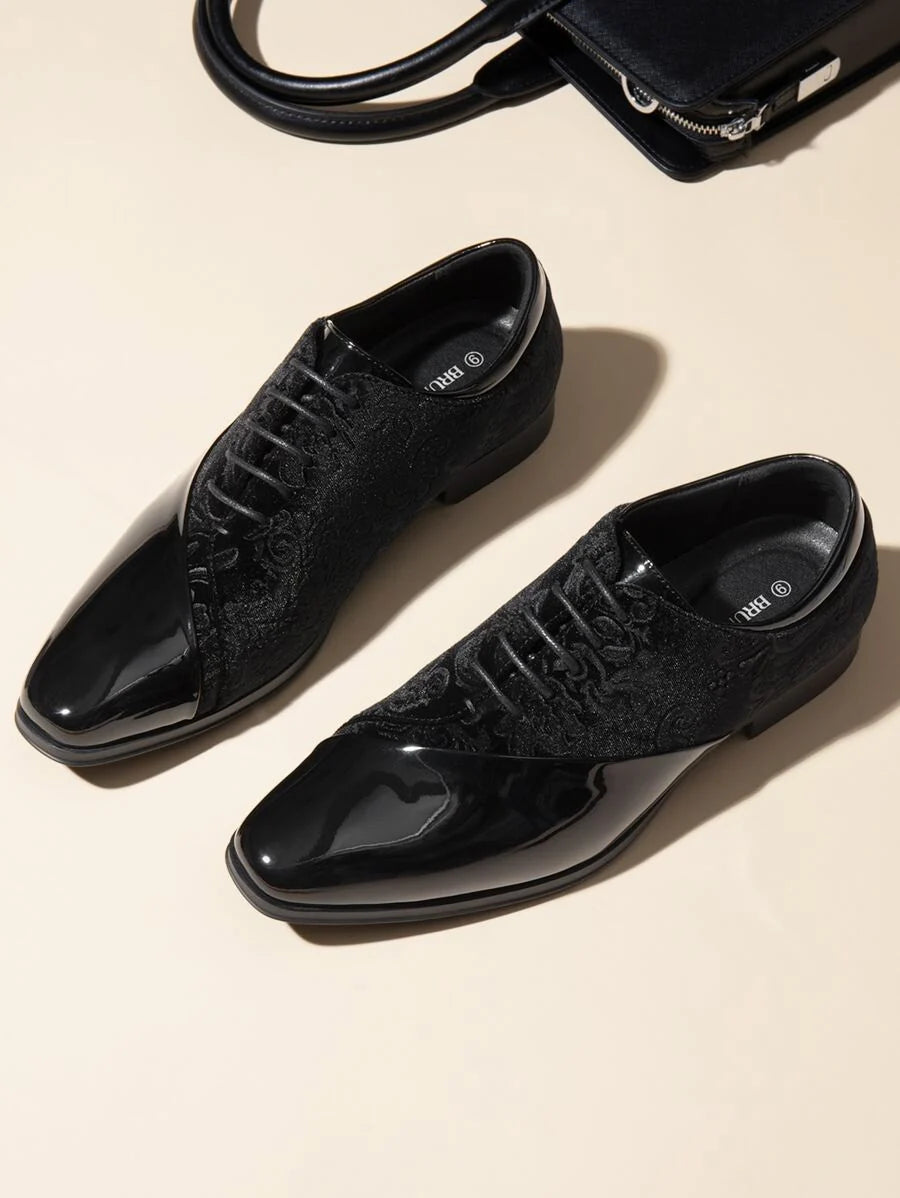 Embroidered Velvet Oxford Shoes