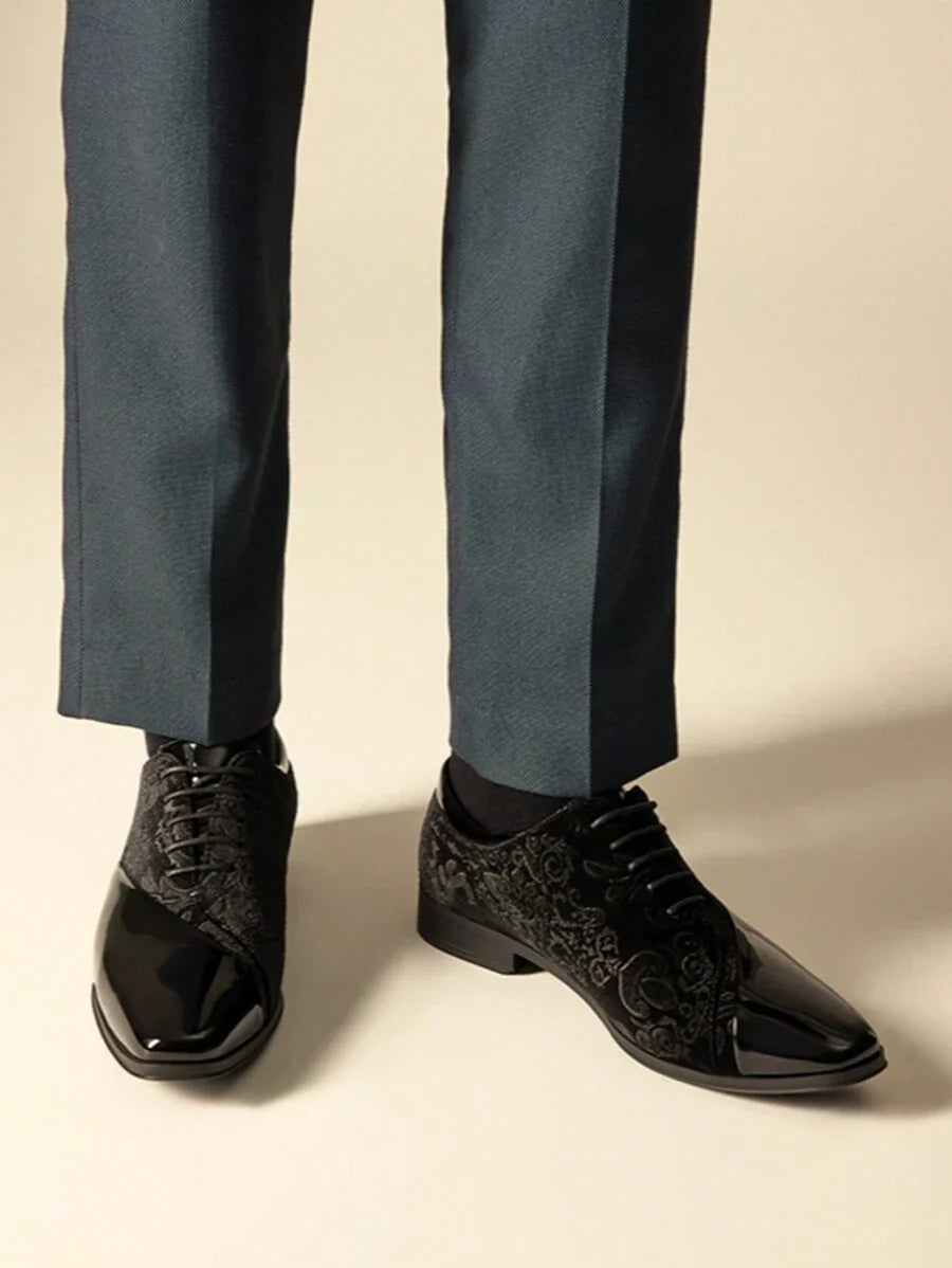 Embroidered Velvet Oxford Shoes